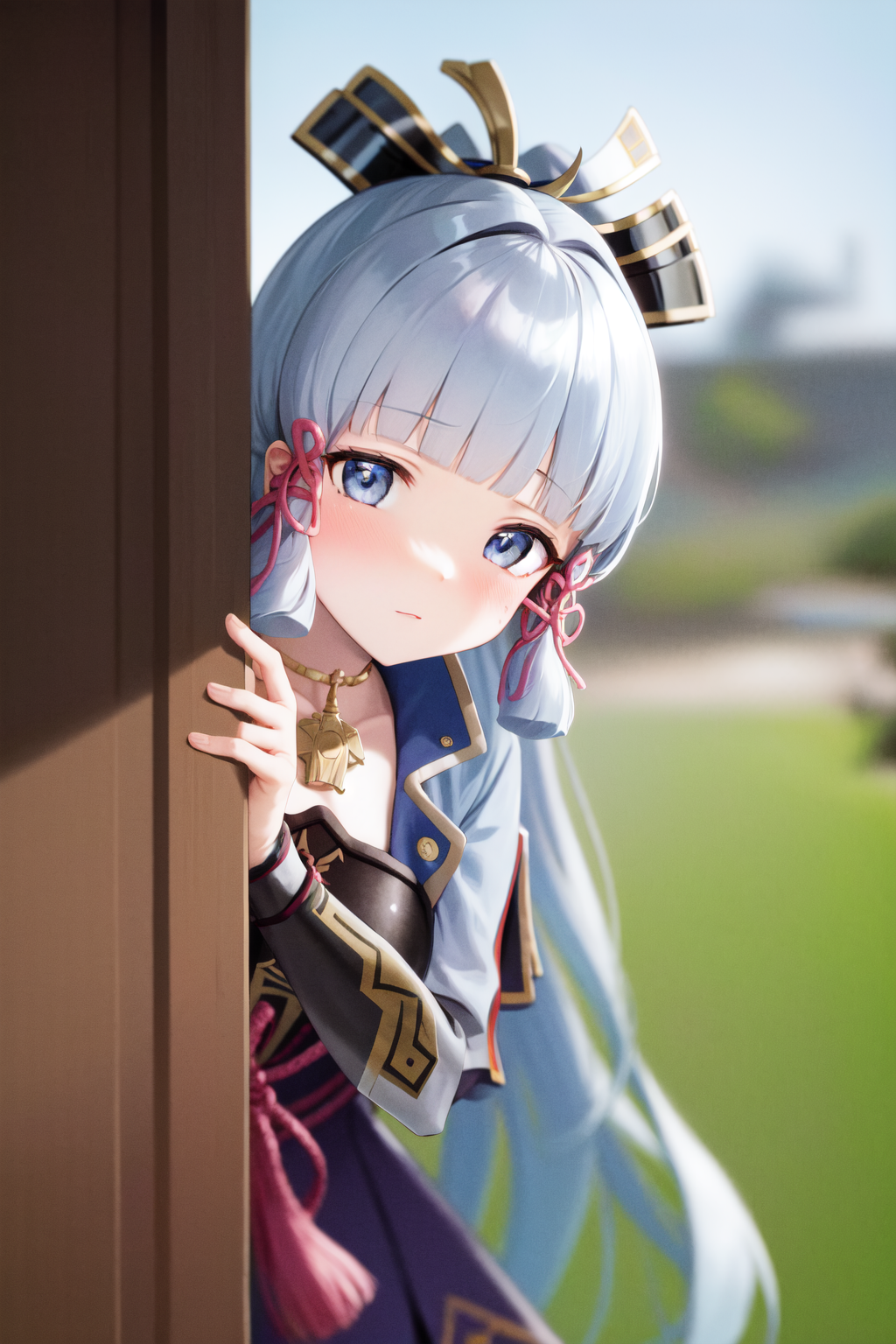 37604-3800189741-masterpiece, best quality, highres, 1girl kamisato ayaka, peeking out upper body  opening door.png